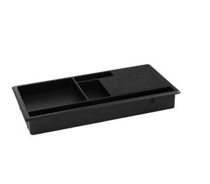 قاب داکت پلاستیکی رومیزی  با جای قلم و خودکار بدون سوکت مشکی عمق 25mm , طول 225mm , عرض115mm فانتونی کد T348