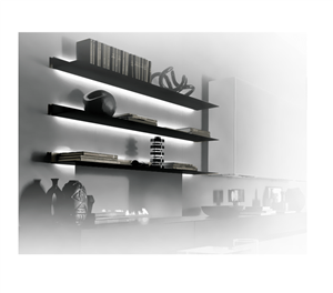 قاب درپوش چپ پروفیل هنگر شلف آلومینیومی دیواری دکوراتیو مدل L فرم رنگ مشکی مات فانتونی کد I254