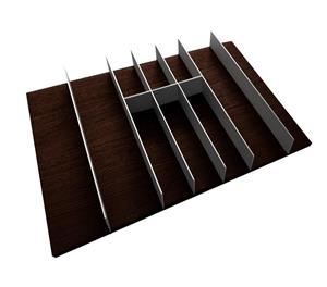 جای قاشق چنگال چوبی تیره باتقسیم کننده آلومینیومی ثابت ریل اسلیم عرض 45 فانتونی کد O171