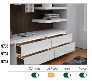 چراغ LED داخل کمد و کشو با تابش نور از جلو مدل ولین (Velin) عرض 90 سانتیمتر فانتونی کد N704