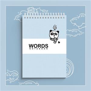 دفتر تمرین پاستلی لغات زبان Words - طرح پاندایی