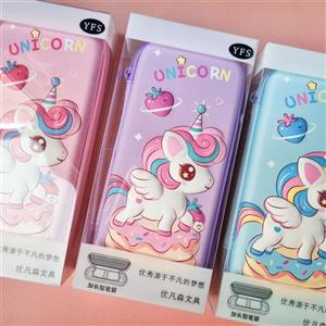 جامدادی کتابی زیپ دار Unicorn برجسته (جعبه دار)