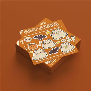 استیکر کیوتی طرح Halloween Cat - کد M090 
