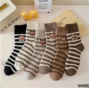 جوراب فانتزی خرسی نیم ساق Teddy stripes