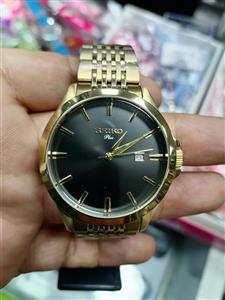 ساعت مچی مردانه سیکو SEIKO مدل Plus رنگ طلایی زمینه صفحه مشکی