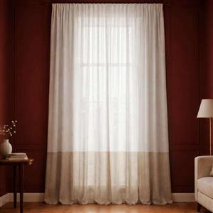 پرده تیکو دکو مدل دوخت ساده کتان شفاف حاشیه دار سایز 280 × 300 سانتی‌متر