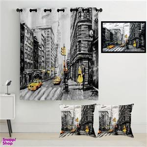 پرده رنس مدل S2-41119 به همراه تابلو و کوسن