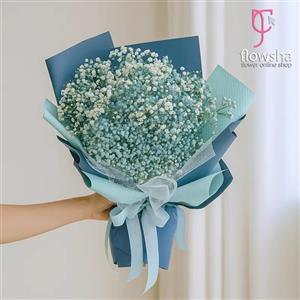دسته گل ژیپسوفیلا سرمه ای دالیا