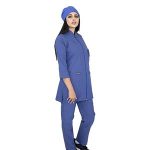 تونیک شلوار پزشکی آلما – طراحی تمام‌زیپ با پارچه تترون درجه‌یک