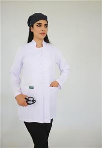 روپوش سفید ترگال زنانه – یقه سه‌سانتی