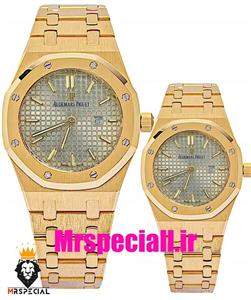 ساعت ست اودمار پیگه مردانه و زنانه باتری طلایی صفحه طوسی AUDEMARS PIGUET ROYAL 4412