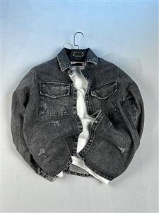 کت جین مردانه ذغالی تیغ خورده 308907