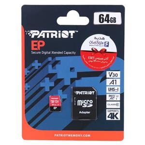رم میکرو 64 گیگ پاتریوت Patriot EP A1 V30 U3 C10 90MB/sخشاب