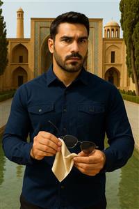 پیراهن کتان کجراهexi-day سرمه ای