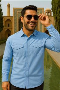 پیراهن کتان کجراهexi-day  آبی