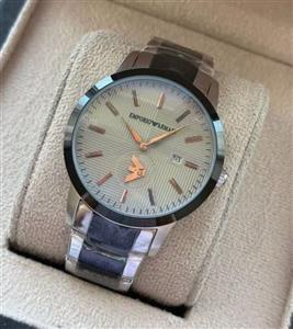 ساعت مچی مردانه امپریو آرمانی زیر ثانیه فعال EMPORIO ARMANI لوگو طلایی