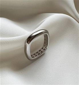 حلقه مربعی پهن نقره ای 