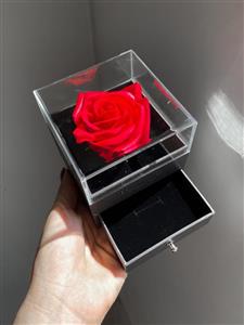 باکس گل جاودان معطر به همراه بگ دستی / مشکی