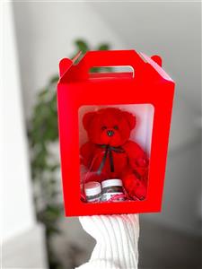 پک عروسک نوتلا و گل معطر قرمز