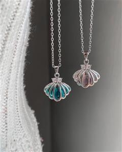گردنبند صدف آبی و صورتی