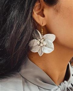 گوشواره ارکید چینی نقره‌فام