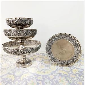 سرویس پذیرایی مسی کروم گل برجسته سیاه قلم 4 تیکه نانو رنگ ثابت