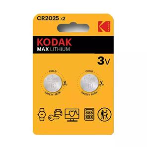 باطری سکه‌ای کداک Max CR2025 پک 2 عددی