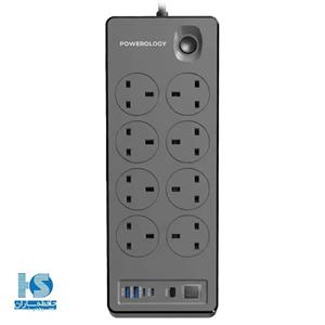 چند راهی برق 8 سوکت 2990 وات پاورولوژی PWCUQC047BK Power Strip 8AC