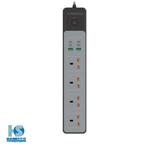 محافظ شوک الکتریکی و چند راهی برق پرو دو مدل Power Strip 4AC 65W FWCHO45-BK