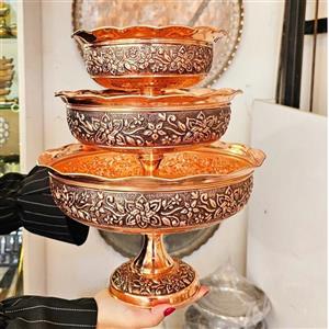 سرویس پذیرایی چهار تیکه تمام مسی قلم گل کاری زنجان