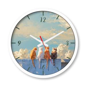 ساعت دیواری کوارتز راویتا مدل طرح گربه رو دیوار کد 3678