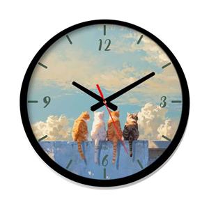 ساعت دیواری کوارتز راویتا مدل طرح گربه رو دیوار کد 3678