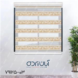 پرده زبرا طرح برگ پیچک رنگ نسکافه ای