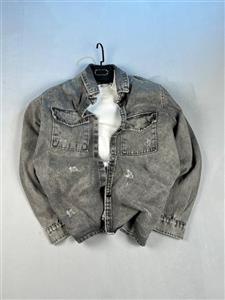 کت جین مردانه طوسی روشن تیغ خورده 308907