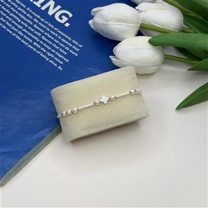 دستبند سفید ونکلیف صدفی منجوق میوکی فری سایز گره کشویی نخی