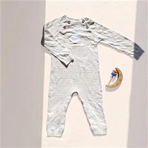 سرهمی نوزادی بافت وارداتی وارداتی راه راه طرح خرس رنگ کرم برند Next Baby