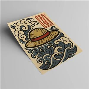 پوستر وینتیج کلاه حصیری لوفی