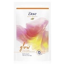 نمک حمام داو مدل DOVE Glow با رایحه پرتقال قرمز و ریواس حجم 400 گرم