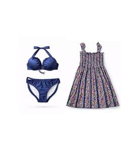 مایو سه تکه کاپدار فنردار beach queen کد 1020