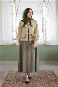 کت لینن گلدوزی پاپیون | کراپ کت فری سایز لینن شماره دوزی در سه رنگ