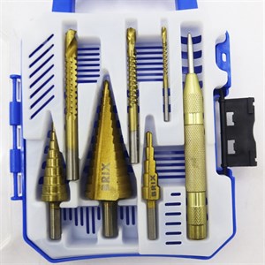 مته کاجی و مته برش و سنبه بریکس مدل YP-07 مجموعه 7 عددی