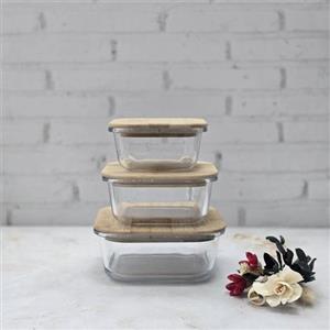 جا ادویه پیرکس سه عددی درب بامبو