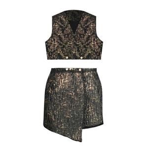 ست جلیقه و دامن رسمی زنانه مدل ژاکارد اکلیلی کد AK1508