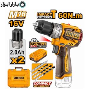 دریل شارژی 16 ولت براشلس چکشی اینکو مدل CIDLI16682
