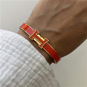 دستبند بنگل هرمس نارنجی طلایی 1 