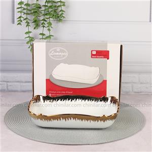 تابه مستطیل موج لمون 316s سایز کوچک تابه مرغخوری مرغ خوری مرغخوری چینی سالاد خوری تابه لب طلا تابه موج لمون مبلمونسرا مدل 270011