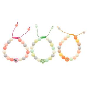 دستبند دخترانه دلنار گالری مدل میوه های استوایی بسته 3 عددی