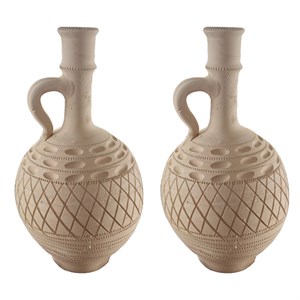 کوزه سفالی خام مدل عربی کد 66 بسته ۲ عددی
