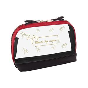 کیف آرایش ترکیبی طلق و چرم قرمز با کد CB003 برند vergen