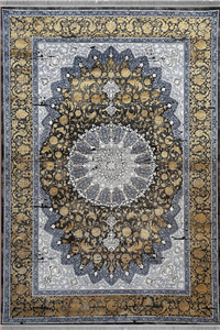 فرش کاشان 700 شانه کلکسیون آرین کد 70004 زمینه دودی-ذغالی (برجسته)